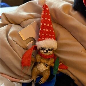 NWT Festive Sloth Ornaments with Red Hat & felt details